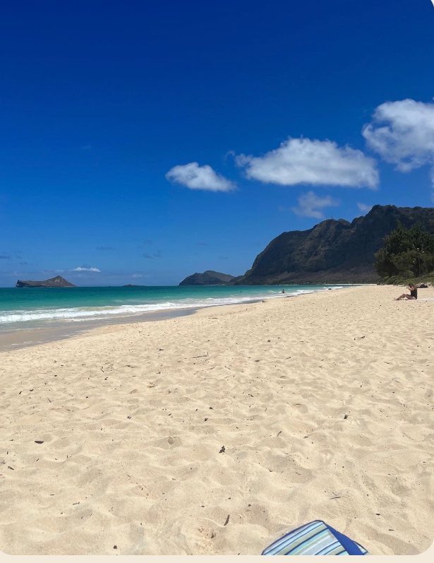 Oahu beach under a deep blue sky